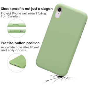 JASBON Case for iPhone XR, Liquid Silicone Shockproof Gel Rubber iPhone XR Case with Raised Edges Drop Protection Cover for iPhone XR 6.1 inch - Matcha Green