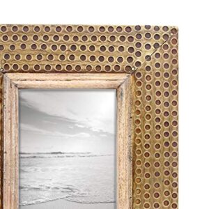 Foreside Home and Garden Brass 4 x 6 inch Decorative Distressed Hammered Metal Picture Frame, 61