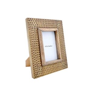 Foreside Home and Garden Brass 4 x 6 inch Decorative Distressed Hammered Metal Picture Frame, 61