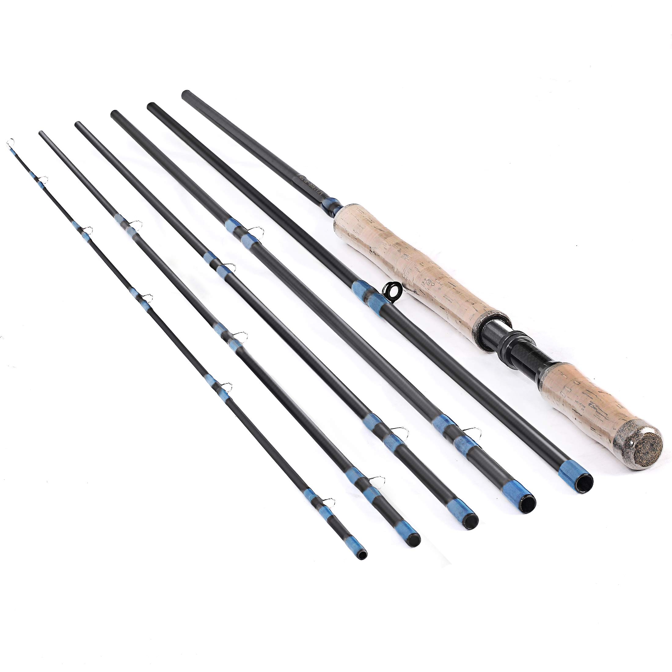 CHANNELMAY 14FT 9/10 Carbon Spey Fly Fishing Rod Pole Double Hand 6 Pieces Sections Medium-Fast Freshwater and Saltwater Fishing