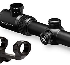 Vortex Optics Crossfire II 1-4x24, 30mm Tube, SFP Riflescope - V-Brite Reticle (MOA) with Sport Cantilever 30mm Mount - 2-Inch Offset