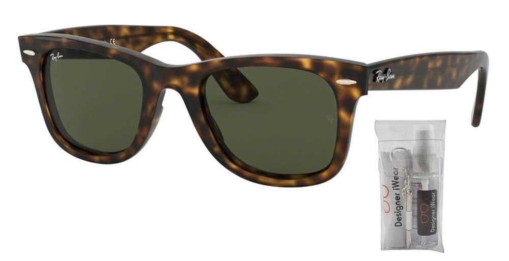 Ray-Ban RB4340 Wayfarer Ease 710 50M Havana/Green Sunglasses For Men For Women + BUNDLE with Designer iWear Eyewear Kit