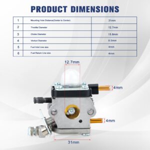 Powtol C1U-K54A Carburetor for Mantis Tiller 7225 7222M 7222 7222E 7924 7920 7230 7234 7240 Echo TC-210 TC-2100 TC-210i Tiller Cultivator C1U-K82 C1U-K17 C1U-K27B