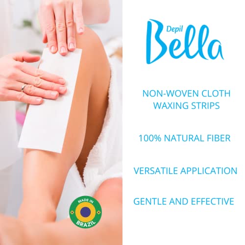 Depil Bella Non-Woven Cloth Waxing Strips | 100% Natural Fiber | For Hair Removal at Home and Professional Use (100 Strips)