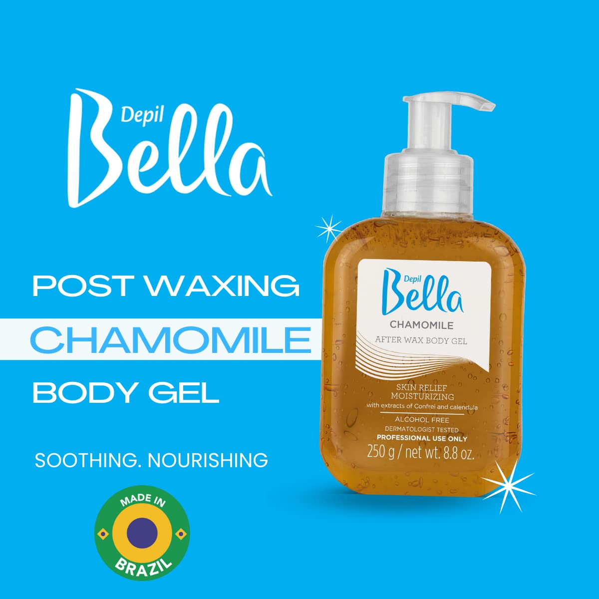 DEPIL BELLA Post Waxing/After Sun Chamomile Body Gel - 250g | Soothing and Nourishing Gel for Sensitive Skin