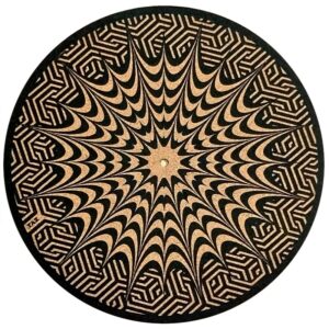tazstudio cork turntable mat for better sound support on vinyl lp record player - original geometric design mix pattern [3mm thickness]-m1
