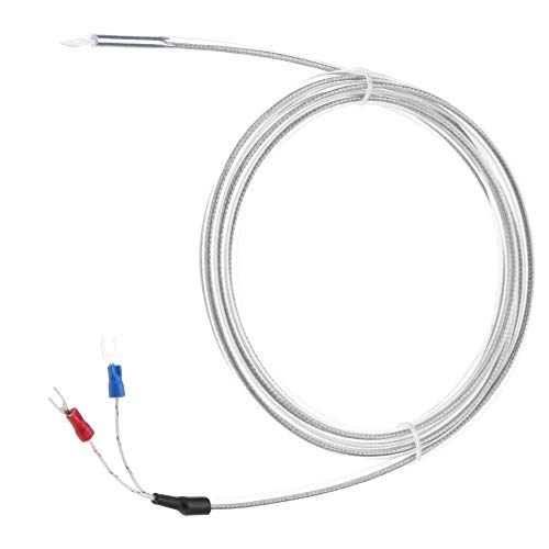 K Type Thermocouple Sensor Probes, Waterproof 2 Wire PTFE K Type Thermocouple Length 300cm/118.1inch Temperature 0-200