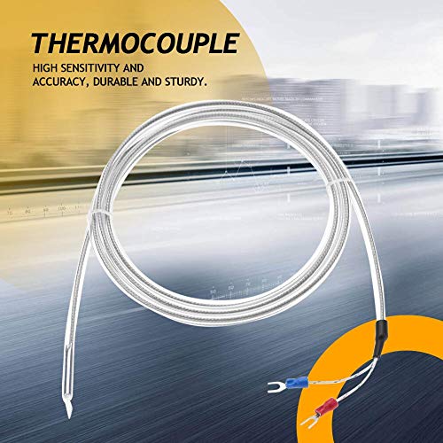 K Type Thermocouple Sensor Probes, Waterproof 2 Wire PTFE K Type Thermocouple Length 300cm/118.1inch Temperature 0-200