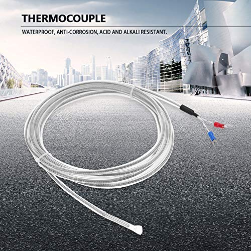 K Type Thermocouple Sensor Probes, Waterproof 2 Wire PTFE K Type Thermocouple Length 300cm/118.1inch Temperature 0-200