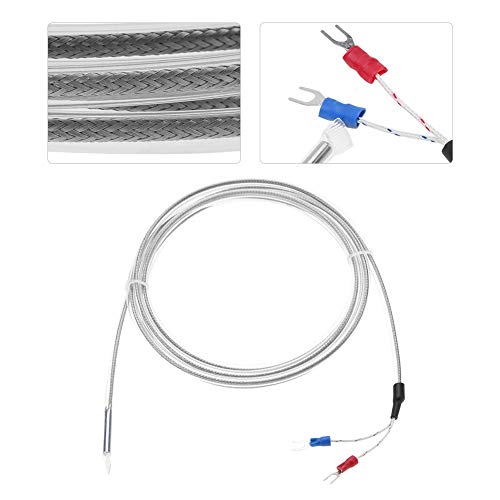 K Type Thermocouple Sensor Probes, Waterproof 2 Wire PTFE K Type Thermocouple Length 300cm/118.1inch Temperature 0-200