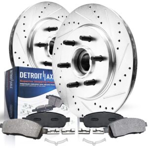 detroit axle - 2wd 6 lugs front brake kit for 04-08 ford f-150 lincoln mark lt 2004 2005 2006 2007 2008 drilled and slotted brake rotors ceramic brake pads replacement brakes kit