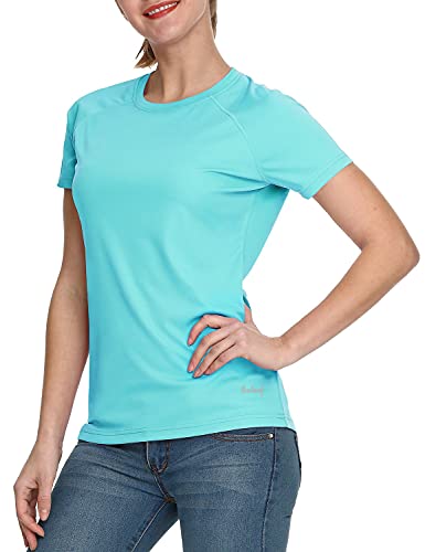 BALEAF Women's UPF 50+ UV Protection Shirts Short Sleeve T-Shirts SPF Sun Shirts Quick Dry Outdoor Performance Tops Blue Size S