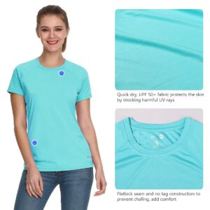 BALEAF Women's UPF 50+ UV Protection Shirts Short Sleeve T-Shirts SPF Sun Shirts Quick Dry Outdoor Performance Tops Blue Size M