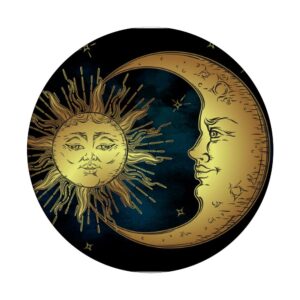 Boho Chic Golden Sun Crescent Moon And Stars Over Dark Sky PopSockets PopGrip: Swappable Grip for Phones & Tablets PopSockets Standard PopGrip