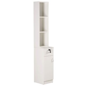 barberpub locking wall mount hair styling barber station with drawer storage beauty salon spa equipment 3036-1 (white)