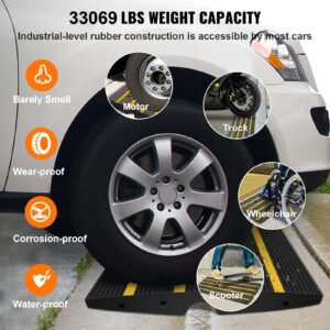 Happybuy Car Driveway Rubber Curb Ramps Heavy Duty 33069lbs Capacity Threshold Ramp 2.6 Inch High Cable Cover Curbside Bridge Ramp for Loading Dock Garage Sidewalk (1-Channel, 1Pack-Curb Ramp)