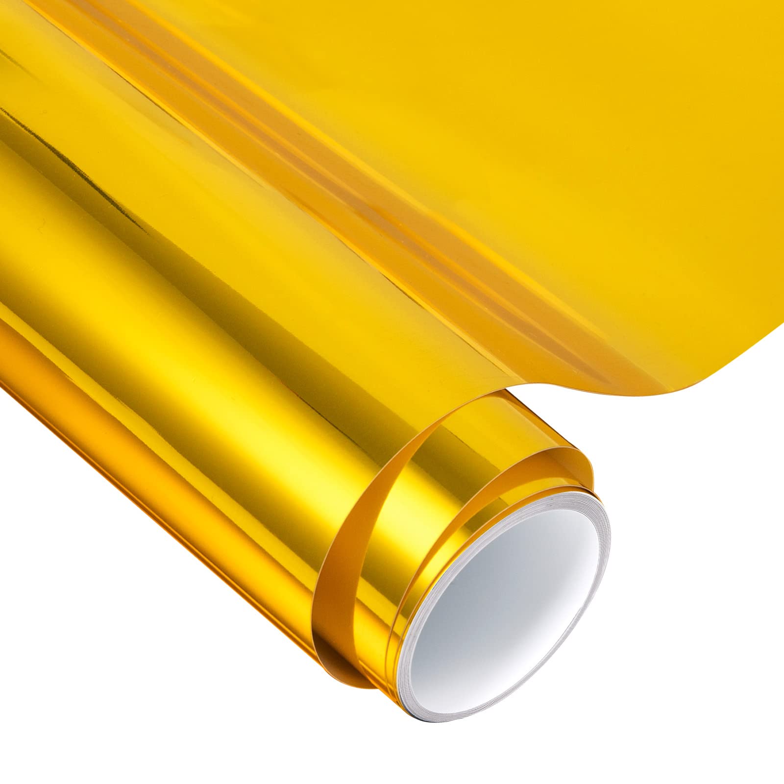 VINYL FROG Gold Chrome Vinyl - 12"x60" Glossy Mirror Adhesive Vinyl Roll Gold Permanent Metallic Craft Vinyl Works with Cameo and Other Cutters