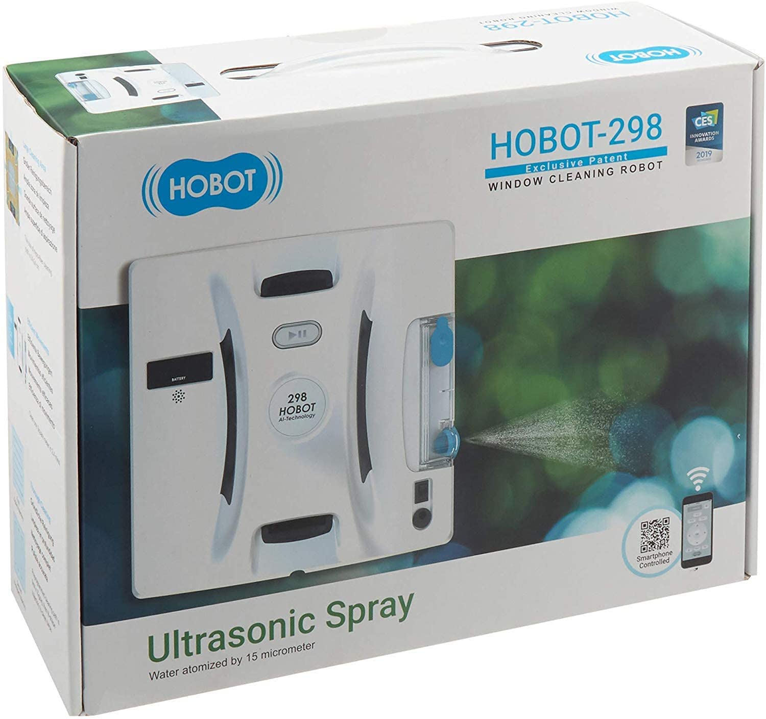 HOBOT-298 Window Cleaning Automatic Robot with Ultrasonic Water Spray and Control via Smartphone or Remote