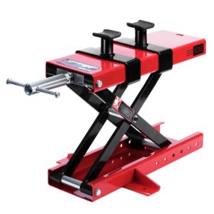 vivohome steel motorcycle atv scissor lift jack crank hoist stand with saddle and safety pins 1100 lbs