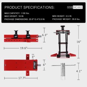 VIVOHOME Steel Motorcycle ATV Scissor Lift Jack Crank Hoist Stand with Saddle and Safety Pins 1100 lbs