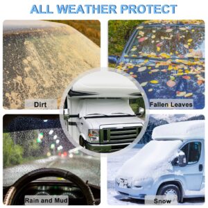 Mofeez RV Windshield Cover Compatible with Class C Ford 1997-2024, UV Block Offer Complete Privacy with Light Preserves Interior (White Color with Mirror Cutouts)