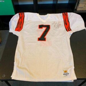 Boomer Esiason 1980's Rookie Era Signed Game Used Cincinnati Bengals Jersey JSA - Autographed NFL Jerseys