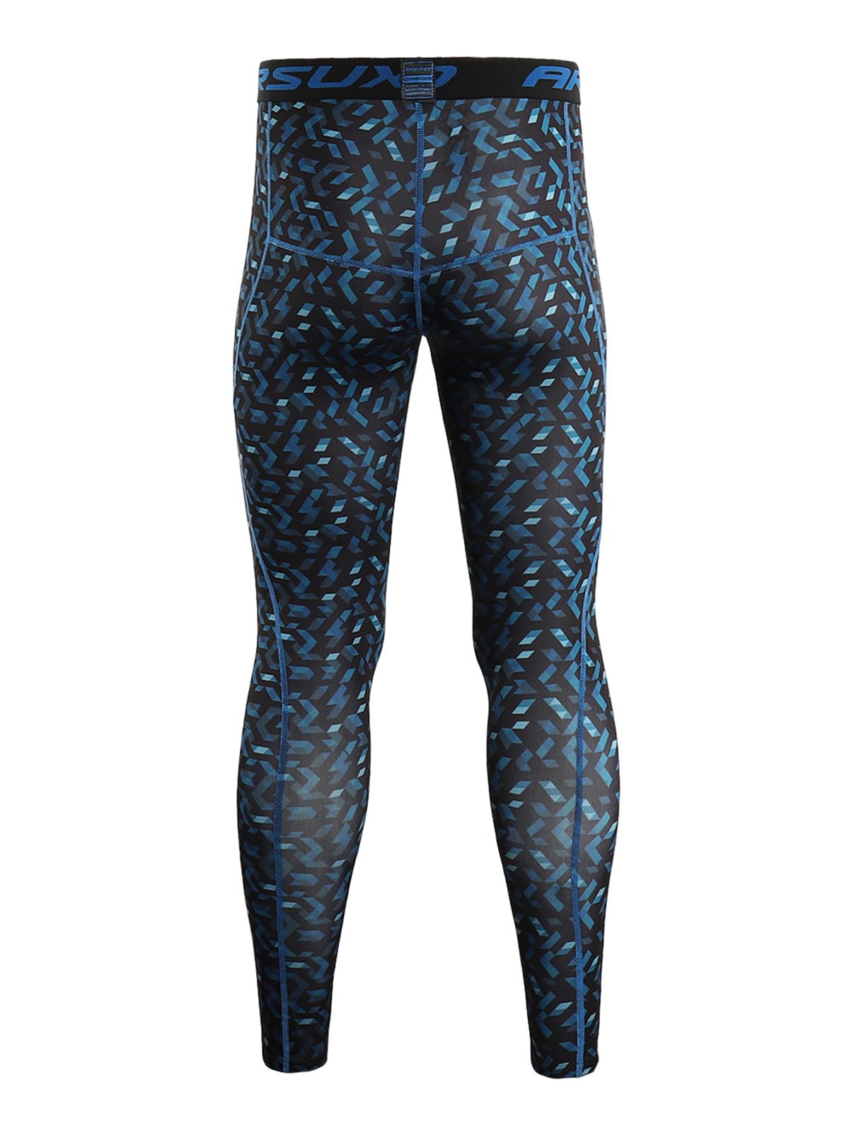 ARSUXEO Men's Compression Tights Running Pants Baselayer Legging K3 Mi Blue Size Large