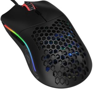 glorious model o wired gaming mouse 67g superlight honeycomb design, rgb, pixart 3360 sensor, omron switches, ambidextrous - matte black