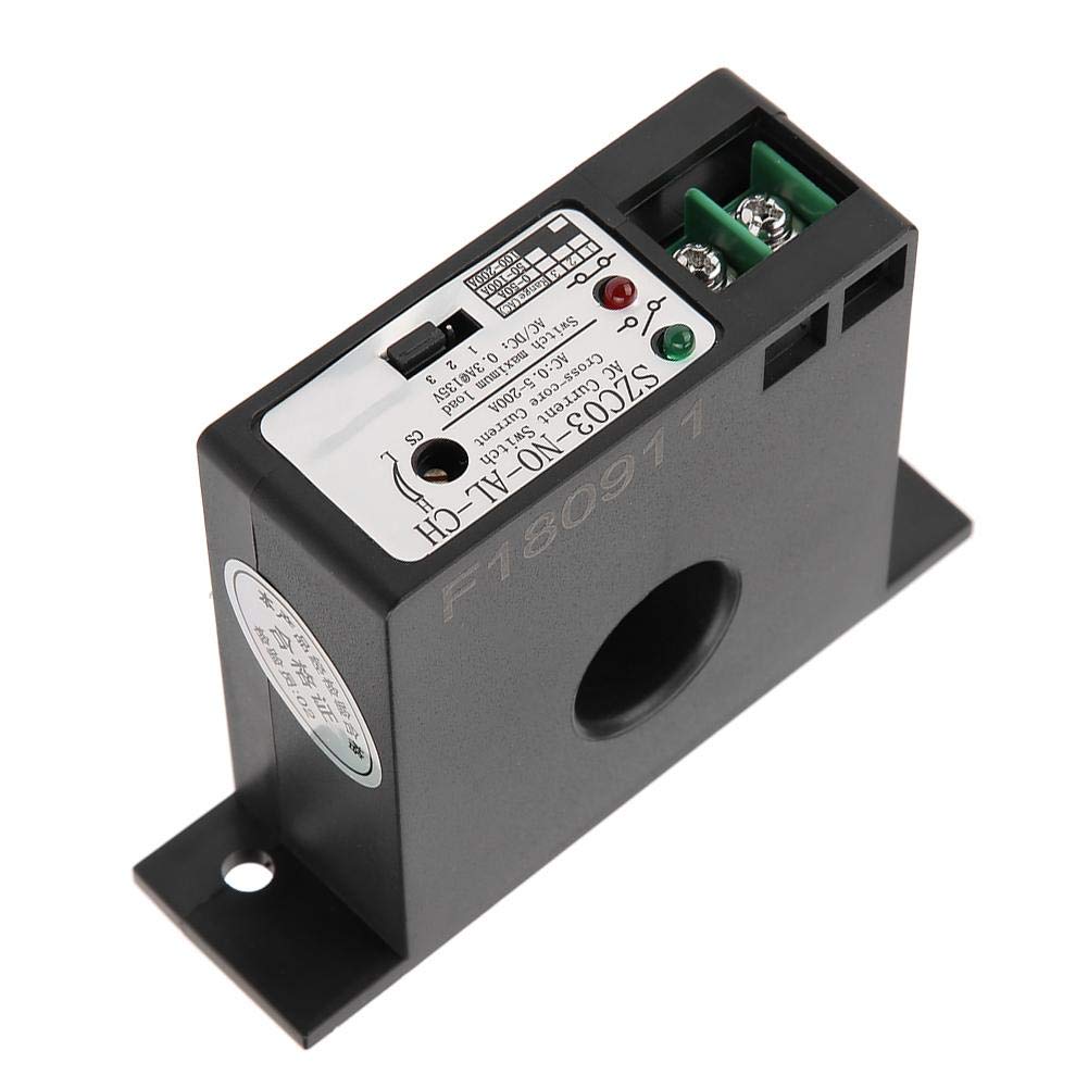 Akozon Current Sensing Switch Normally Open Current Sensing Switch Adjustable AC 0.5-200A SZC03-NO-AL-CH