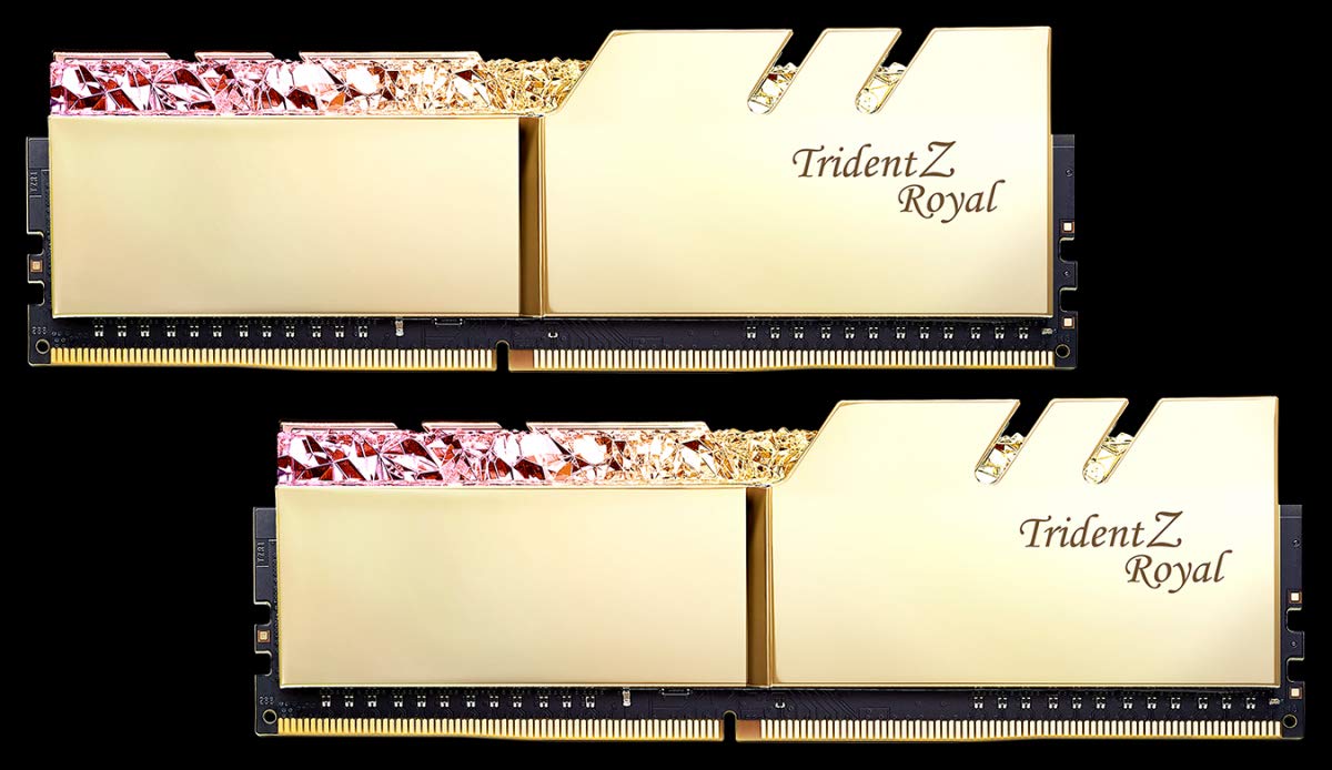 G.SKILL Trident Z Royal Series (Intel XMP) DDR4 RAM 16GB (2x8GB) 3200MT/s CL16-18-18-38 1.35V Desktop Computer Memory UDIMM - Gold (F4-3200C16D-16GTRG)