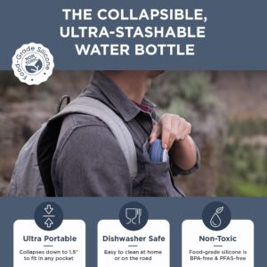 HYDAWAY Collapsible Water Bottle - 25oz I Reusable Water Bottle with Flip Top Lid for Travel, Hiking, Backpacking I Portable & Leakproof, Food-Grade Silicone, BPA Free, Collapses to 1.5”