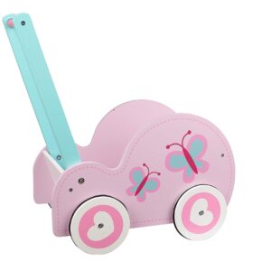 Toysters Wooden Push Walker Wagon for Toddlers | Adorable Baby Doll Carrier Buggy | Push Along Walking Toy and Doll Pram | Includes Stroller Mattress and Pillow | AT150