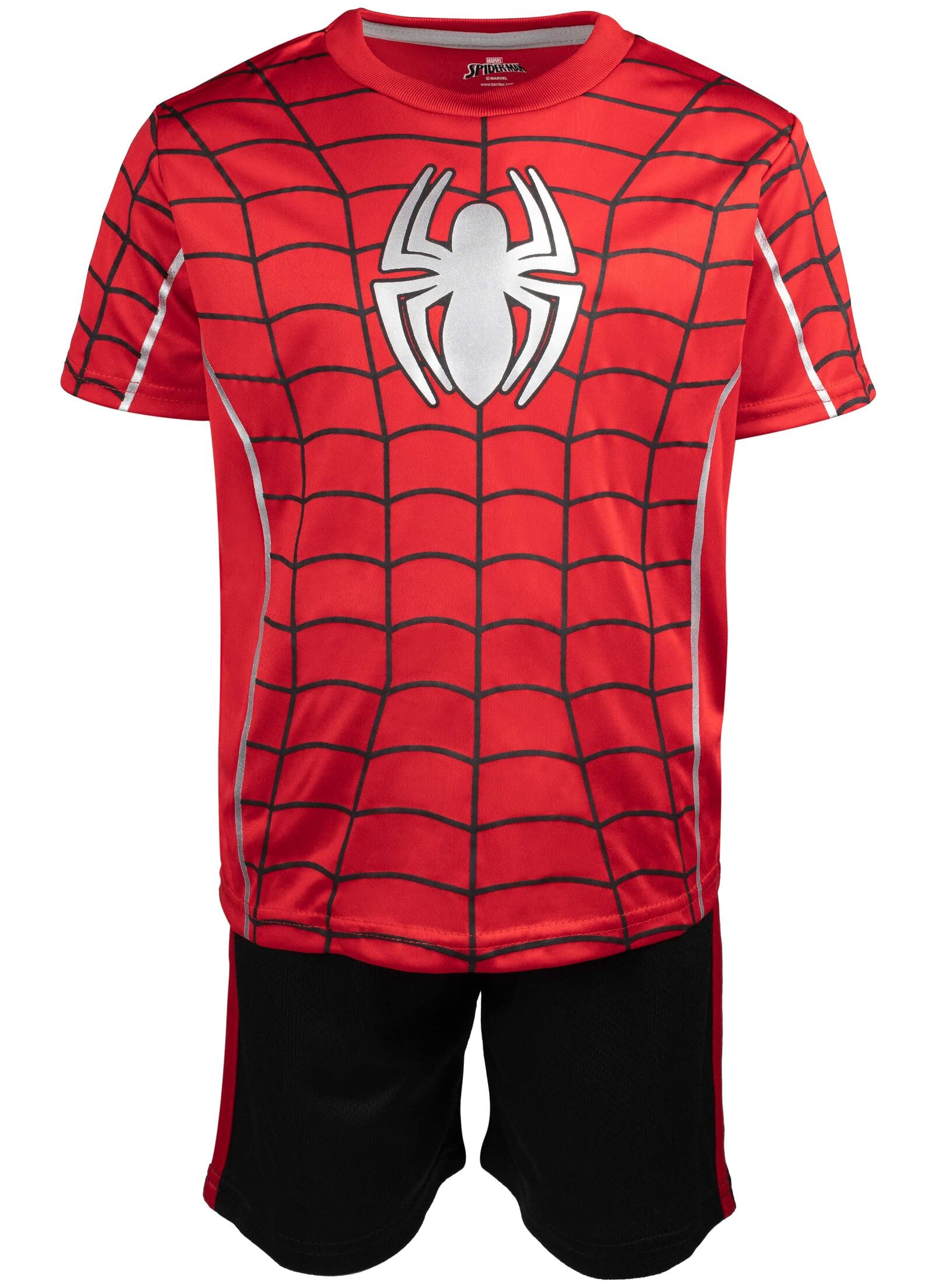 Marvel Spider-Man Little Boys Athletic Pullover T-Shirt Mesh Shorts Outfit Set 5