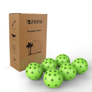 ZOEA Pickleball Balls Outdoor with 40 Small Precisely Drilled Holes (Durable/consistent Flight and Bounce) 6-Pack