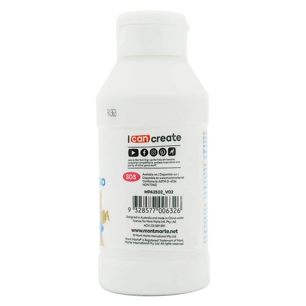 Mont Marte Premium Clear Texture Gesso Acrylic Medium 8.45oz (250ml)