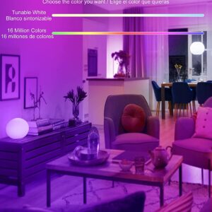 Smart Light Bulbs,Color Changing Light Bulbs That Work with Alexa and Google Assistant,2.4GHz WiFi & Bluetooth Music Sync Multicolor LED Bulbs,7W(60W Eqv.) E26 A19 for Smart Home Lighting-4PACK