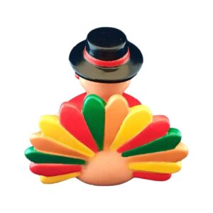 3" Thanksgiving Turkey Rubber Duck [Floats Upright] - Baby Safe Bathtub Bathing Toy