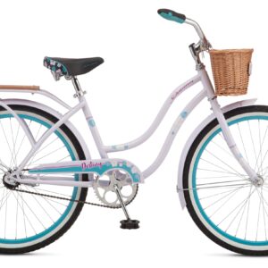 Schwinn Destiny Beach Cruiser Bike for Men Women, Ages 8 Up or Rider Height 4'8" to 5'6", 24-Inch Wheels, Single Speed, Rear Cargo Rack, Purple