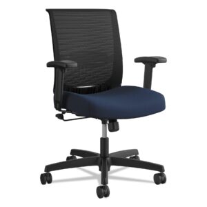 hon convergence mid-back task chair, swivel-tilt, supports up to 275 lb, 16.5" to 21" seat height, navy seat, black back/base