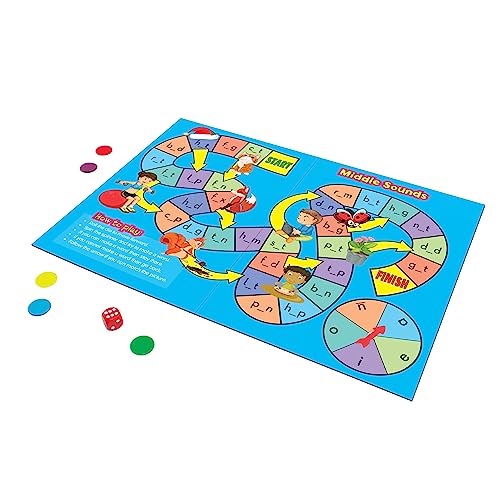 Junior Learning Phonics Board Games Set, 6 Counters, Ages 4-5, Language Skills, Pre K-K, Medium