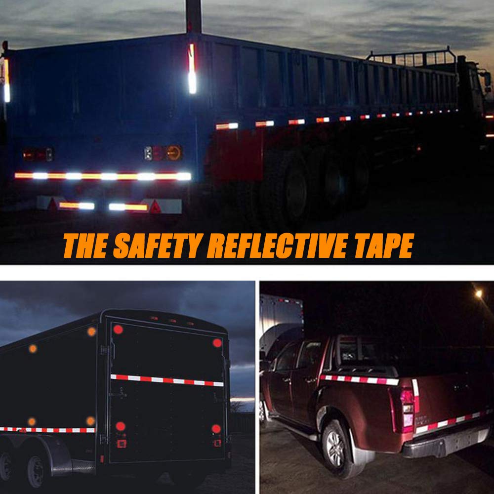 30ft X 2" Reflective Safety Tape Honeycomb Red/White for Trailers 2 Inch - Reflector Conspicuity Caution Warning Sticker Stickers High Intensity Waterproof