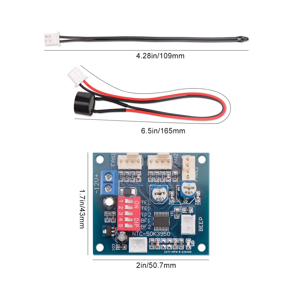 Comidox 2PCS DC 12V 4 Wire PWM PC CPU Fan Temperature Control Speed Controller Module CPU High-Temp Alarm