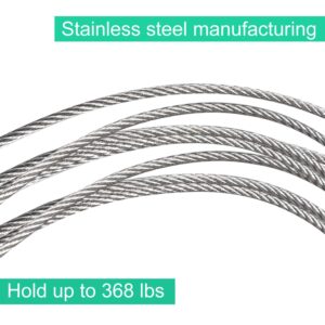 Wire Rope, 1/16 Wire Rope, Stainless Steel 304 Wire Cable, 328FT Length Aircraft Cable with 100pcs Sleeves Stops, 7x7 Strand Core, 368 lbs Breaking Strength Perfect for Outdoor,Yard,Garden or Crafts