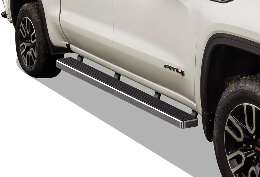 APS Premium 5in Stainless Steel Running Boards Compatible with Chevy Silverado GMC Sierra Crew Cab 19-24