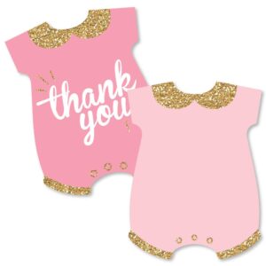 big dot of happiness hello little one - pink and gold - shaped girl baby shower thank you note cards with envelopes - set of 12