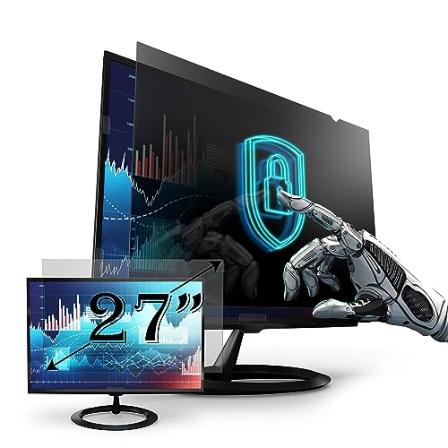 Premium Privacy Screen Filter for 27 Inches Desktop Computer Monitor with Aspect Ratio 16:9. Screen Protector Size is 23.54 inch width x 13.27 inch height. Anti Glare and Anti Blue Light Protection