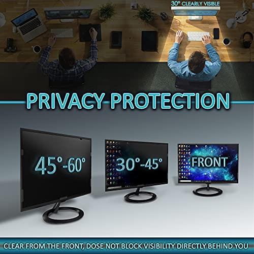 Premium Privacy Screen Filter for 27 Inches Desktop Computer Monitor with Aspect Ratio 16:9. Screen Protector Size is 23.54 inch width x 13.27 inch height. Anti Glare and Anti Blue Light Protection