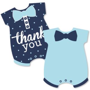 Big Dot of Happiness Hello Little One - Blue and Navy - Shaped Boy Baby Shower Thank You Note Cards with Envelopes - Set of 12