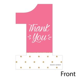 Big Dot of Happiness 1st Birthday Girl - Fun to be One - Shaped Thank You Note Cards with Envelopes - First Birthday Party - Set of 12