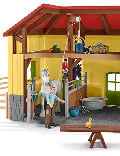 Schleich Farm World, 30-Piece Playset, Farm Toys and Farm Animals for Kids Ages 3-8, Horse Stable 10.5 x 49 x 34.5 cm